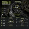 SKMEI 1637 Men’s Sport Watch | Analog-Digital Display, Stainless Steel Case, Leather Strap, 50M Water Resistant GREEN