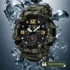 SKMEI 1637 Men’s Sport Watch | Analog-Digital Display, Stainless Steel Case, Leather Strap, 50M Water Resistant ARMY
