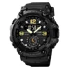 SKMEI 1637 Men’s Sport Watch | Analog-Digital Display, Stainless Steel Case, Leather Strap, 50M Water Resistant BLACK