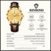 BINBOND B5552 Men’s Luxury Watch | Silver Stainless Steel Quartz, Date Display & Water Resistant Design GOLDEN