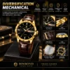 BINBOND B5552 Men’s Luxury Watch | Silver Stainless Steel Quartz, Date Display & Water Resistant Design BLACK