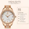 NOVORA Diamond Seno Women's Luxury Watch – Rose Gold Chronograph, Stainless Steel Strap, Quartz, Waterproof & Luminous Fashion Sport Timepiece