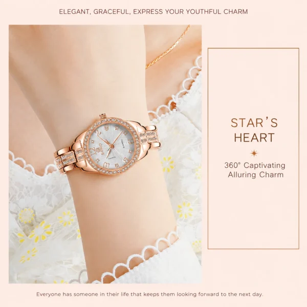 NOVORA Diamond Seno Women's Luxury Watch – Rose Gold Chronograph, Stainless Steel Strap, Quartz, Waterproof & Luminous Fashion Sport Timepiece