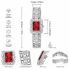 NOVORA Women's Luxury Rectangle Watch – Silver  Stainless Steel Crystal Quartz Fashion Wristwatch for Ladies RED