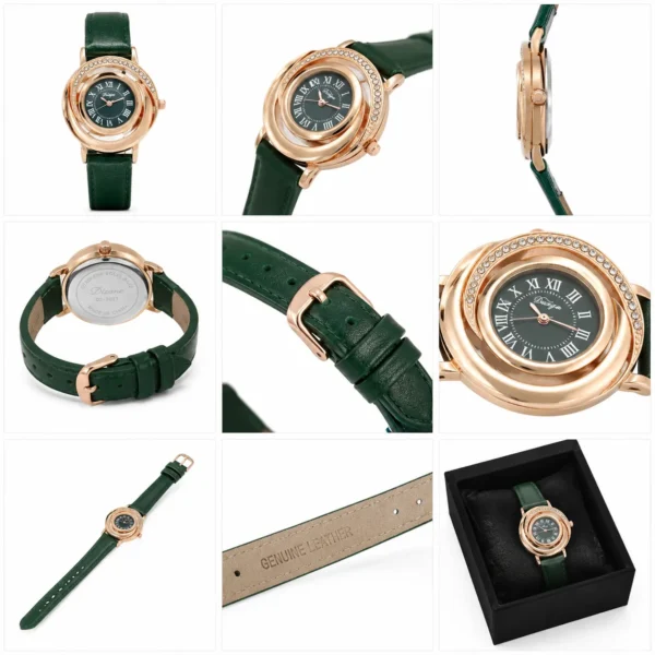 NOVORA Z618 Luxury Women’s Quartz Watch – Elegant Round Dial Leather Strap Wristwatch