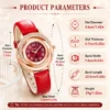 NOVORA Z618 Luxury Women’s Quartz Watch – Elegant Round Dial Leather Strap Wristwatch RED