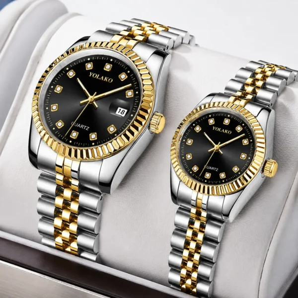 Luxury Quartz Analog Watch with Auto Date & Stainless Steel Bracelet | Premium Fashion Business Wristwatch Silver & Black