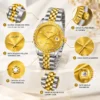 Luxury Quartz Analog Watch with Auto Date & Stainless Steel Bracelet | Premium Fashion Business Wristwatch. Golden & Silver