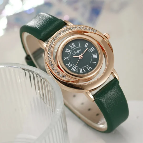 NOVORA Z618 Luxury Women’s Quartz Watch – Elegant Round Dial Leather Strap Wristwatch