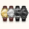 BINBOND 8879 Men’s Luxury Watch | Genuine Leather Strap, Multifunction Quartz, Waterproof Business & Casual Wristwatch BLACK