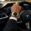 NOVORA Luxury Gold Stainless Steel Men’s Watch – Quartz Analog Watch with Auto Date .  SILVER, BLACK,GOLDEN
