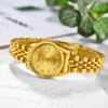 NOVORA Luxury Gold Stainless Steel Men’s Watch – Quartz Analog Watch with Auto Date . GOLDEN