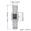 NOVORA Women's Luxury Rectangle Watch – Silver Stainless Steel Crystal Quartz Fashion Wristwatch for Ladies