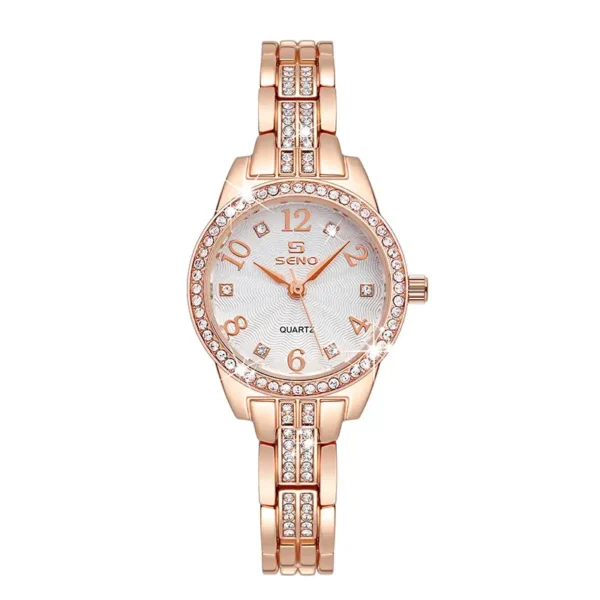 NOVORA Diamond Seno Women's Luxury Watch – Rose Gold Chronograph, Stainless Steel Strap, Quartz, Waterproof & Luminous Fashion Sport Timepiece