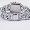 NOVORA Women's Luxury Rectangle Watch – Silver  Stainless Steel Crystal Quartz Fashion Wristwatch for Ladies RED