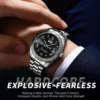 BINBOND B0733 Men’s Luxury Watch | Roman Dial, Quartz Movement, Stainless Steel Case, Date Display & Luminous Design SILVER