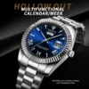 BINBOND B0733 Men’s Luxury Watch | Roman Dial, Quartz Movement, Stainless Steel Case, Date Display & Luminous Design BLUE