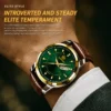 BINBOND 8879 Men’s Luxury Watch | Genuine Leather Strap, Multifunction Quartz, Waterproof Business & Casual Wristwatch GREEN