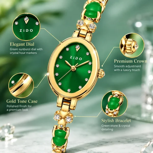 ZIDO 1406 Luxury Women's Rhinestone Flower Stainless Steel Quartz Watch – 31mm