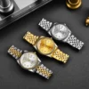 NOVORA Luxury Gold Stainless Steel Men’s Watch – Quartz Analog Watch with Auto Date . GOLDEN