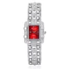 NOVORA Women's Luxury Rectangle Watch – Silver  Stainless Steel Crystal Quartz Fashion Wristwatch for Ladies RED