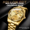 BINBOND B0733 Men’s Luxury Watch | Roman Dial, Quartz Movement, Stainless Steel Case, Date Display & Luminous Design GOLDEN