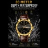 BINBOND B5552 Men’s Luxury Watch | Silver Stainless Steel Quartz, Date Display & Water Resistant Design BLACK