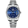 BINBOND B0733 Men’s Luxury Watch | Roman Dial, Quartz Movement, Stainless Steel Case, Date Display & Luminous Design BLUE