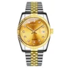 NOVORA Luxury Gold Stainless Steel Men’s Watch – Quartz Analog Watch with Auto Date .  SILVER, GOLDEN