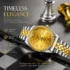 NOVORA Luxury Gold Stainless Steel Men’s Watch – Quartz Analog Watch with Auto Date .  SILVER, GOLDEN
