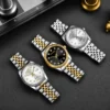 NOVORA Luxury Gold Stainless Steel Men’s Watch – Quartz Analog Watch with Auto Date .  SILVER, BLACK,GOLDEN