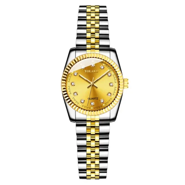 Luxury Quartz Analog Watch with Auto Date & Stainless Steel Bracelet | Premium Fashion Business Wristwatch. Golden & Silver