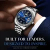 BINBOND B0733 Men’s Luxury Watch | Roman Dial, Quartz Movement, Stainless Steel Case, Date Display & Luminous Design BLUE
