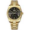 BINBOND B0733 Men’s Luxury Watch | Roman Dial, Quartz Movement, Stainless Steel Case, Date Display & Luminous Design GOLDEN