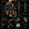 LONGBO 83625 Luxury Couple Watch for Men & Women – Stainless Steel Quartz Watch with Unique Dial, 3BAR Water Resistance & Luminous Hands BLACK & GOLDEN