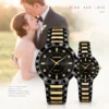 LONGBO 83625 Luxury Couple Watch for Men & Women – Stainless Steel Quartz Watch with Unique Dial, 3BAR Water Resistance & Luminous Hands BLACK & GOLDEN